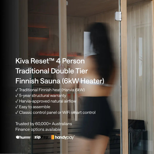 ‍Kiva Reset™ 4 Person Traditional Double Tier Finnish Sauna — 6kW Heater