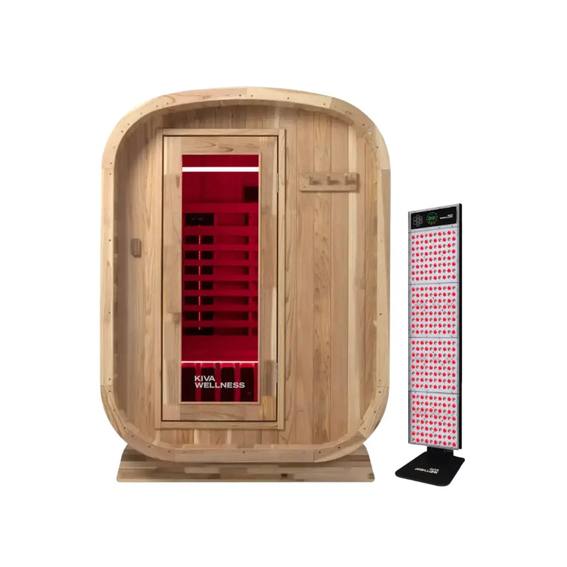 Kiva Retreat™ 2–3 Person Outdoor Full Spectrum Infrared Sauna & Red Light Therapy Panel Bundle