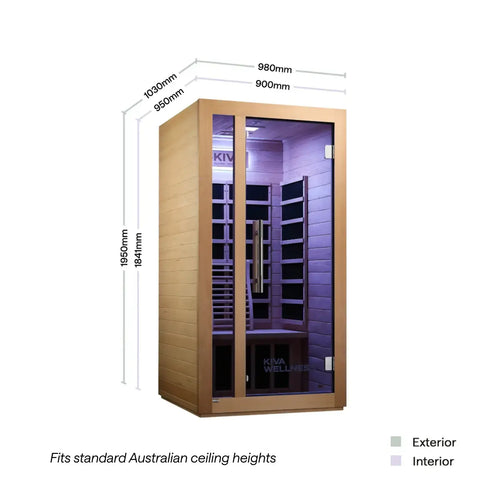 Rise 1 Person Far Infrared Sauna dimensions