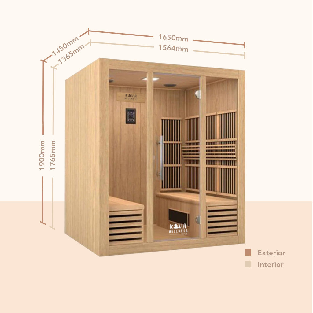 rise 4 person infrared sauna dimensions